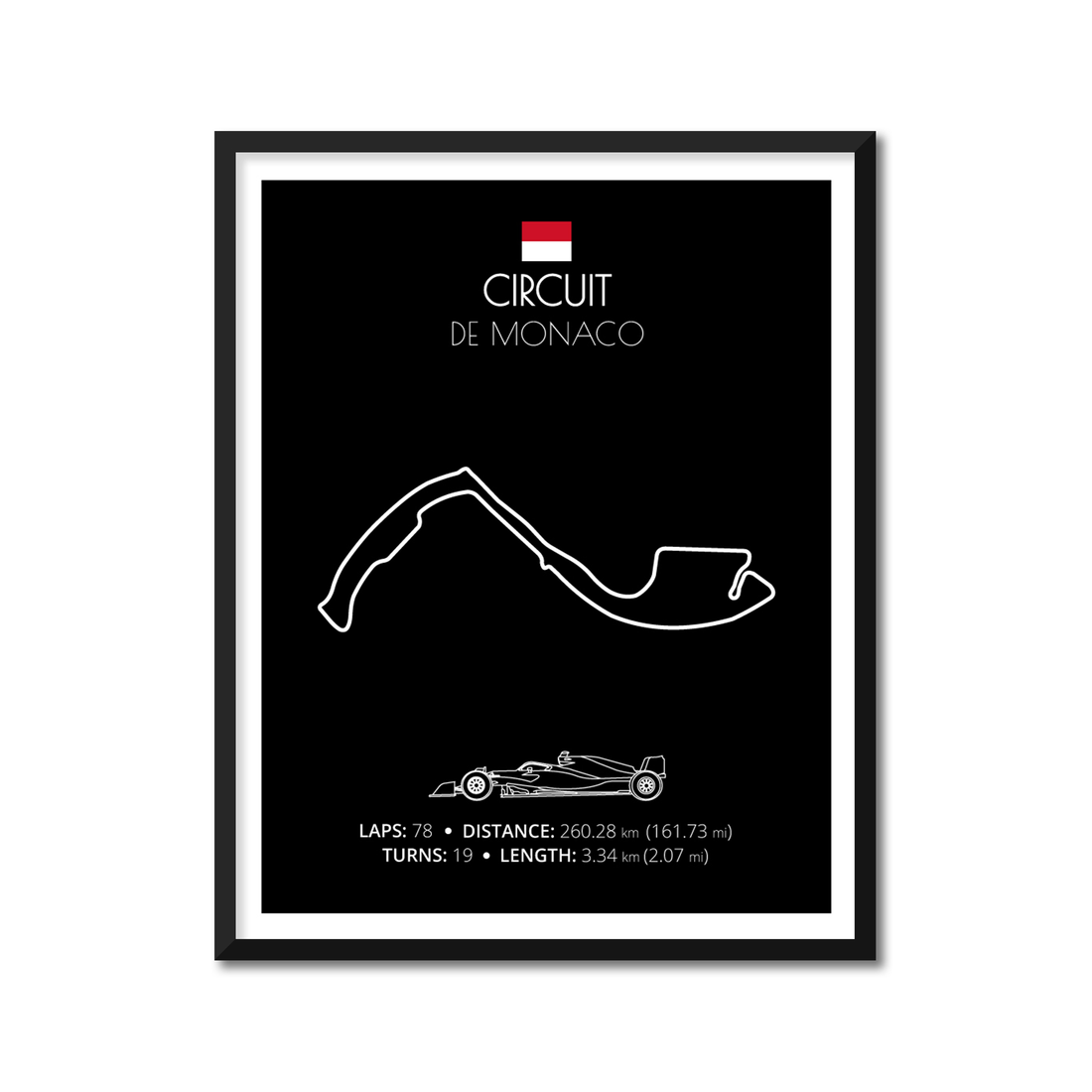 Circuit de Monaco (Monte Carlo, Monaco) F1 Formula 1 Race Track Poster