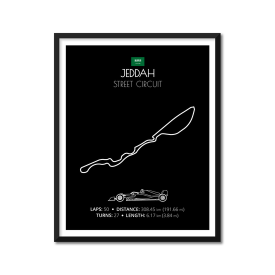 Jeddah Street Circuit F1 Formula 1 Race Track Poster