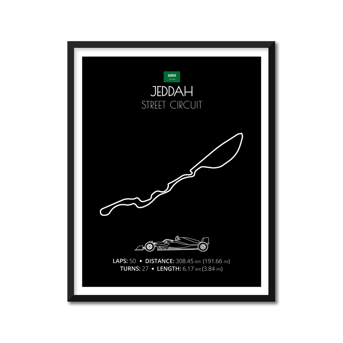 Jeddah Street Circuit (Jeddah, Saudi Arabia) F1 Formula 1 Race Track Poster