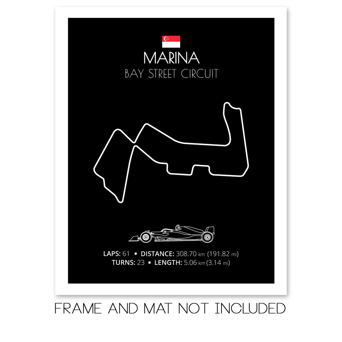 Marina Bay Street Circuit (Singapore) F1 Formula 1 Race Track Poster