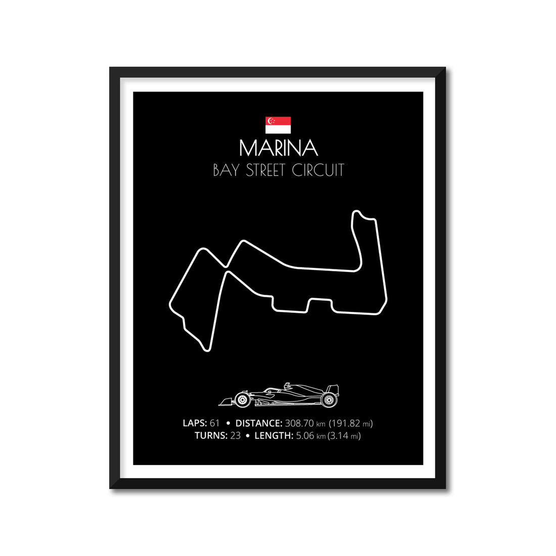 Marina Bay Street Circuit (Singapore) F1 Formula 1 Race Track Poster