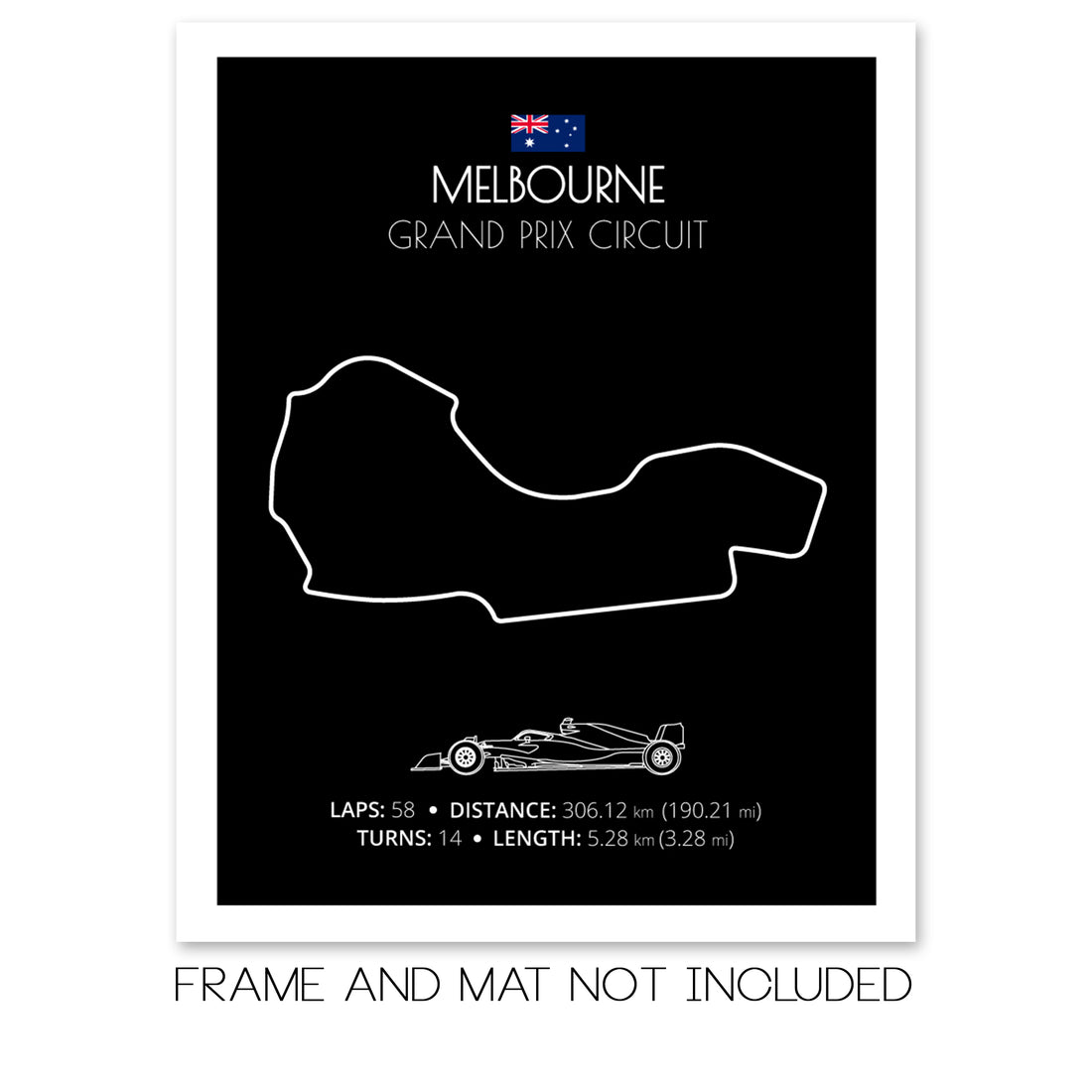 Melbourne Grand Prix Circuit (Melbourne, Australia) F1 Formula 1 Race Track Poster
