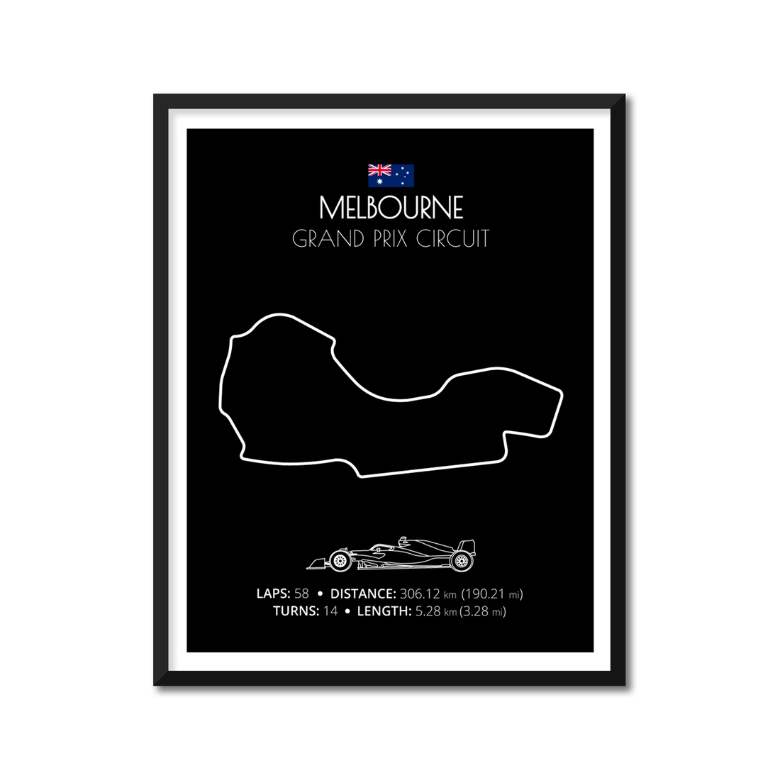 Melbourne Grand Prix Circuit (Melbourne, Australia) F1 Formula 1 Race Track Poster