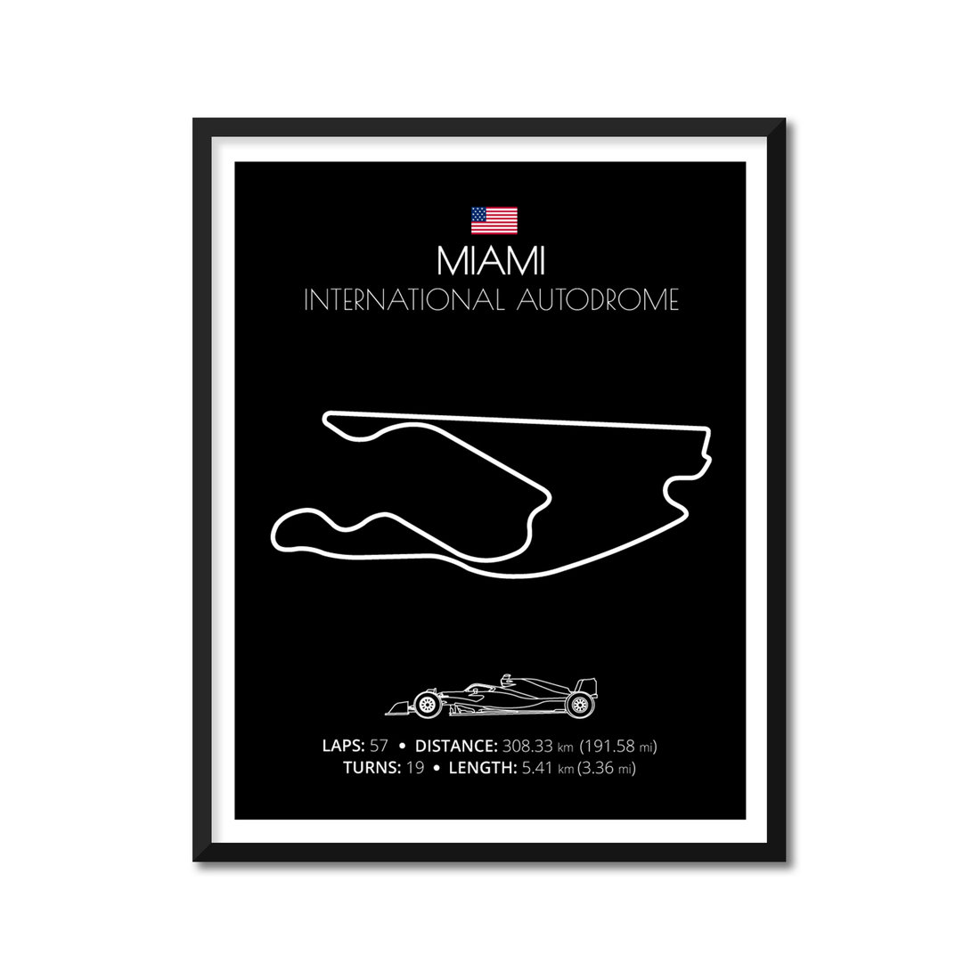 Miami International Autodrome (Florida, USA) F1 Formula 1 Race Track Poster