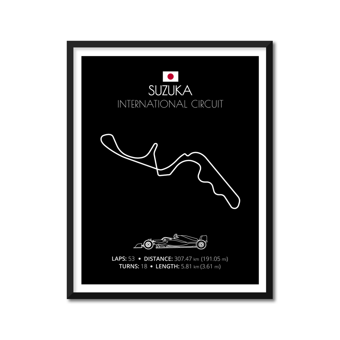 Suzuka International Circuit (Japan) F1 Formula 1 Race Track Poster