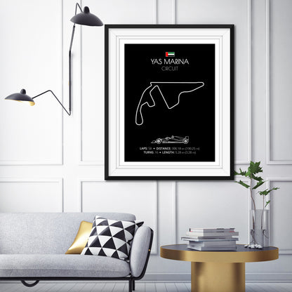 Yas Marina Circuit F1 Formula 1 Race Track Poster