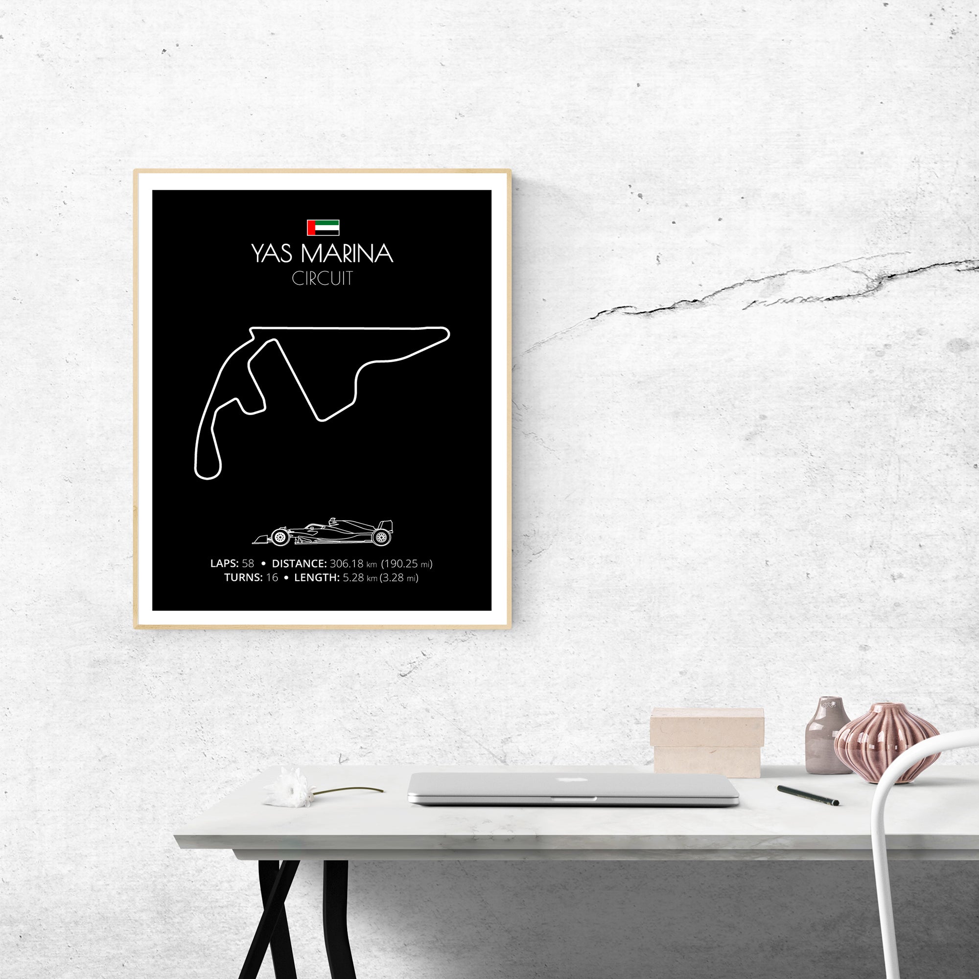 Yas Marina Circuit F1 Formula 1 Race Track Poster