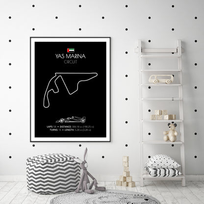 Yas Marina Circuit F1 Formula 1 Race Track Poster