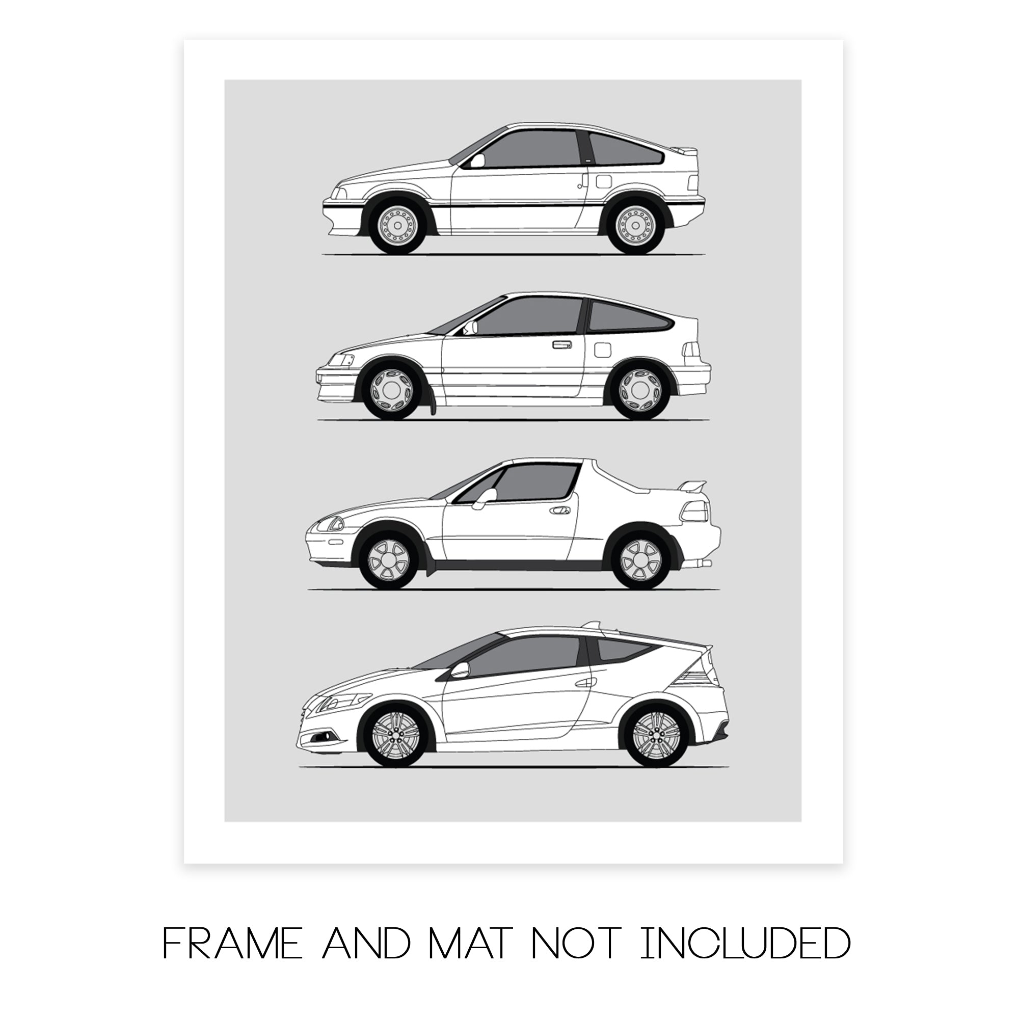 Honda CR-X, Del Sol, CR-Z (CRX, CRZ) Generations (Side Profile)