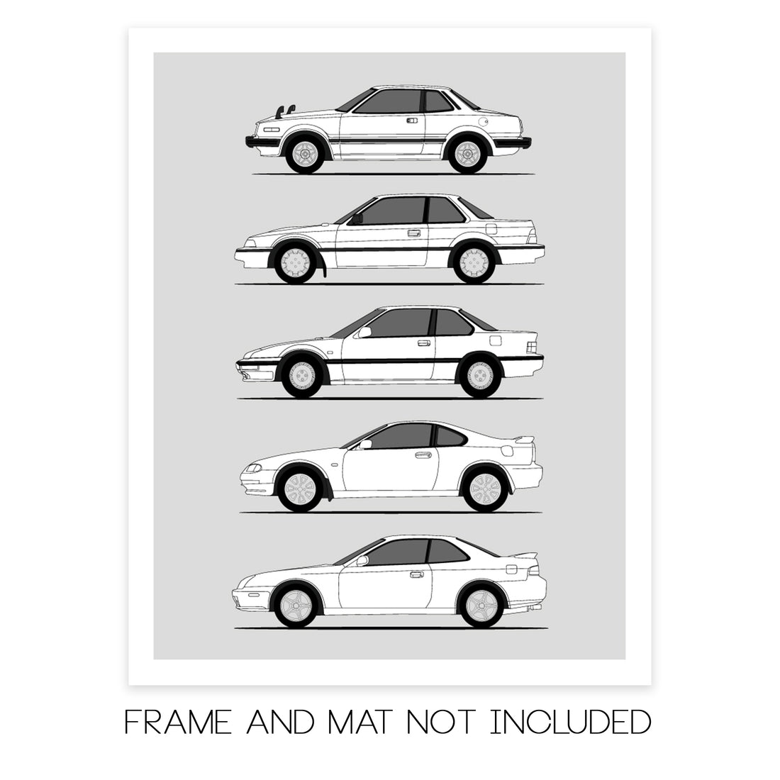 Honda Prelude Generations (Side Profile)