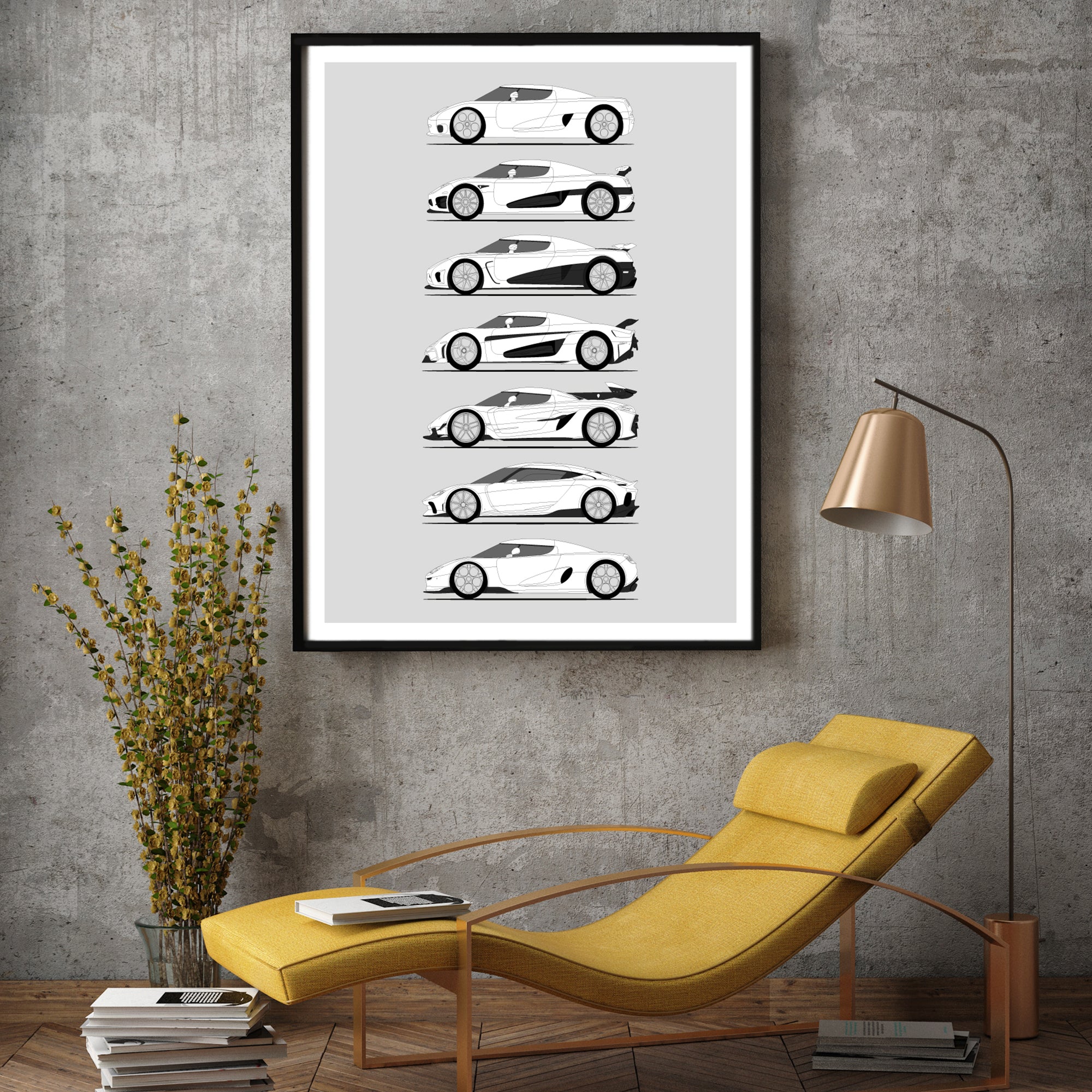 Koenigsegg Generations History and Evolution Poster (Side Profile)