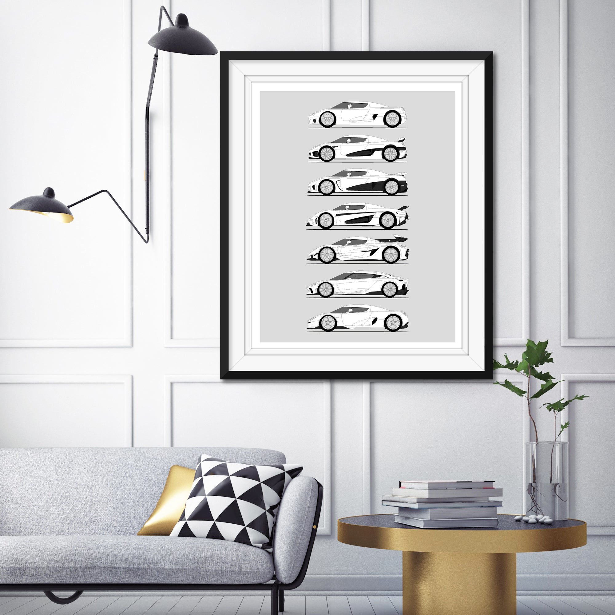 Koenigsegg Generations History and Evolution Poster (Side Profile)