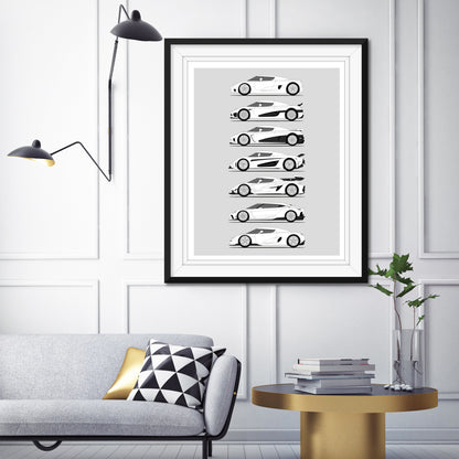 Koenigsegg Generations History and Evolution Poster (Side Profile)