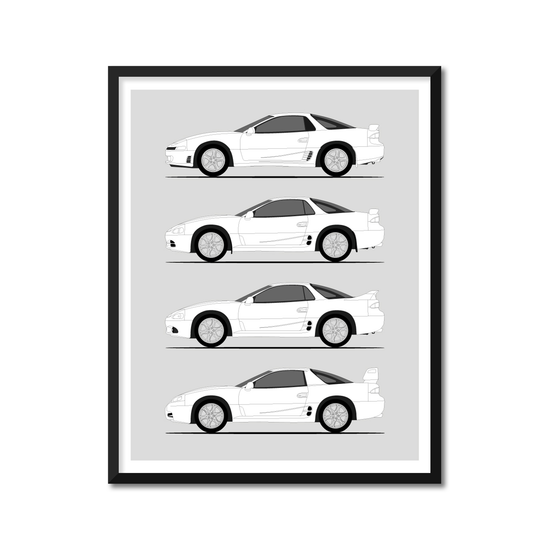 Mitsubishi 3000GT Generations History and Evolution Poster (Side Profile)