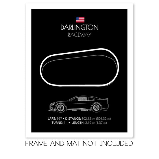 Darlington Raceway NASCAR Race Track Poster