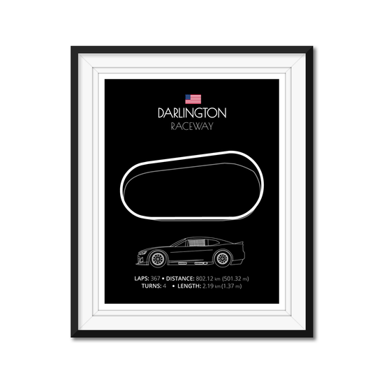 Darlington Raceway NASCAR Race Track Poster