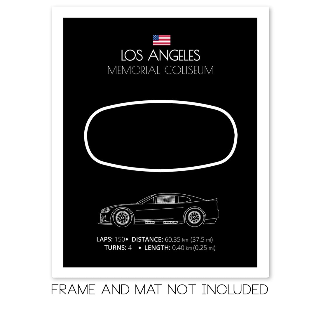 Los Angeles Memorial Coliseum NASCAR Race Track Poster