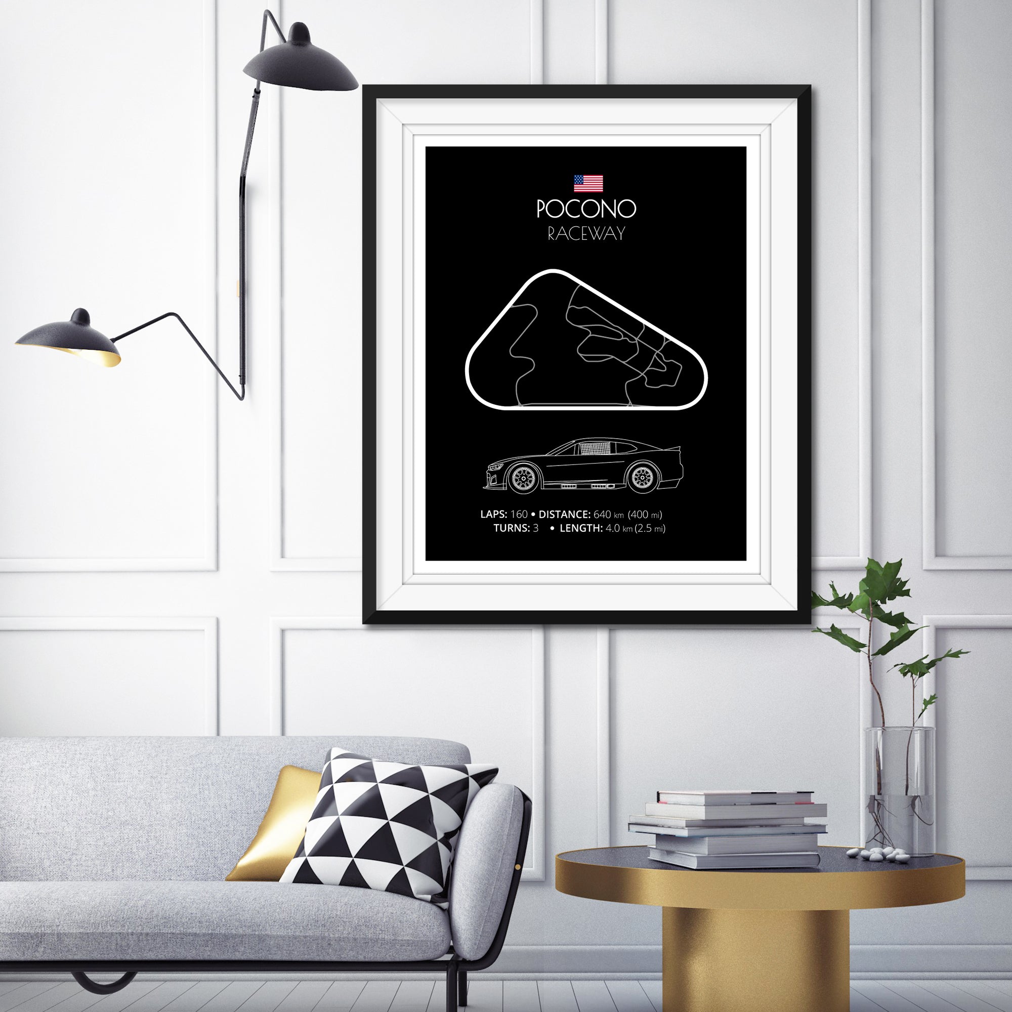 Pocono Raceway NASCAR Race Track Poster