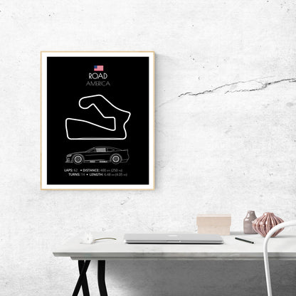 Road America NASCAR Race Track Poster