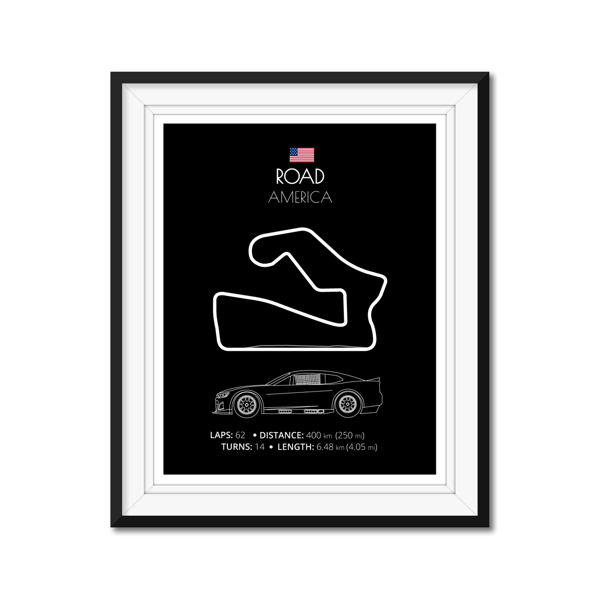 Road America NASCAR Race Track Poster