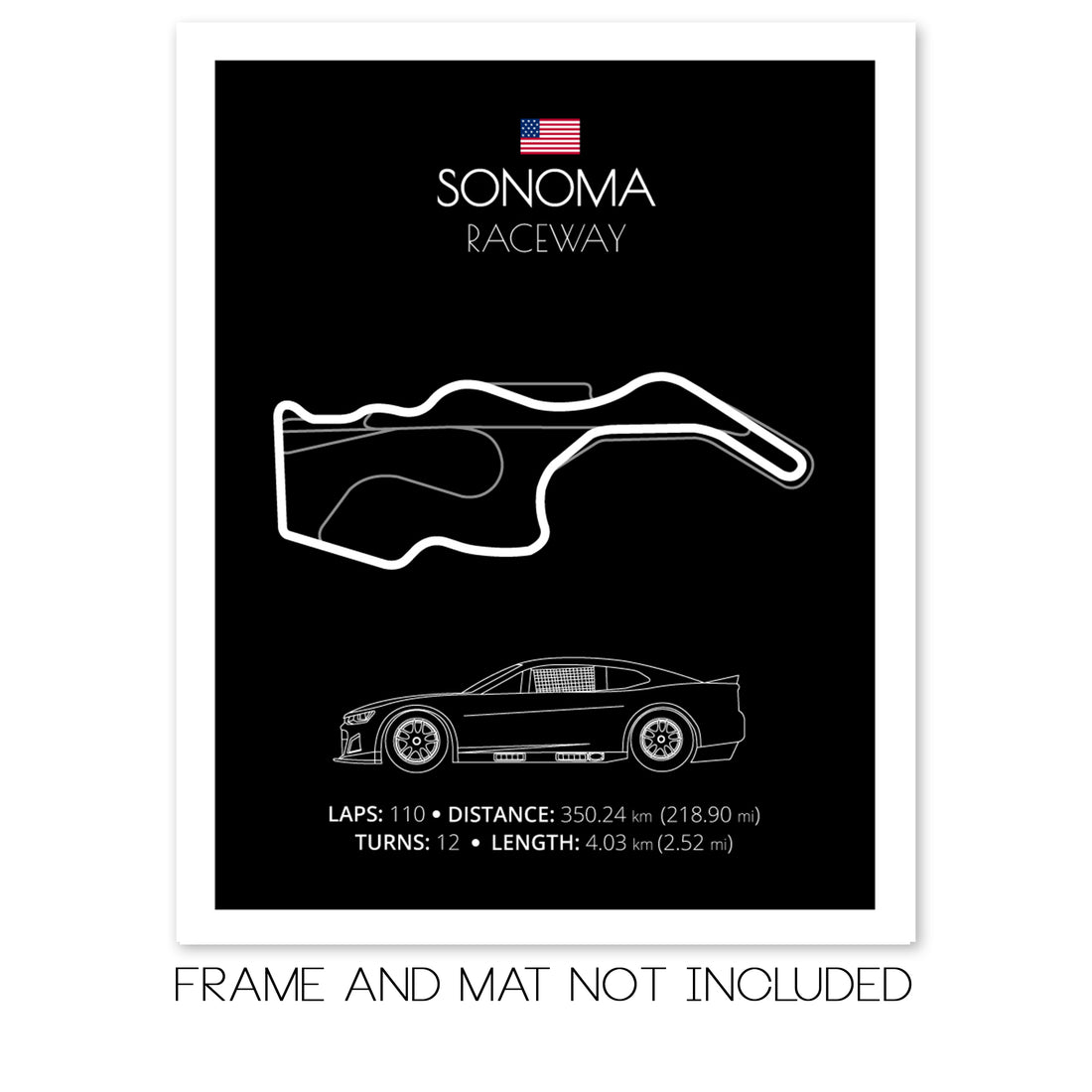 Sonoma Raceway NASCAR Race Track Poster