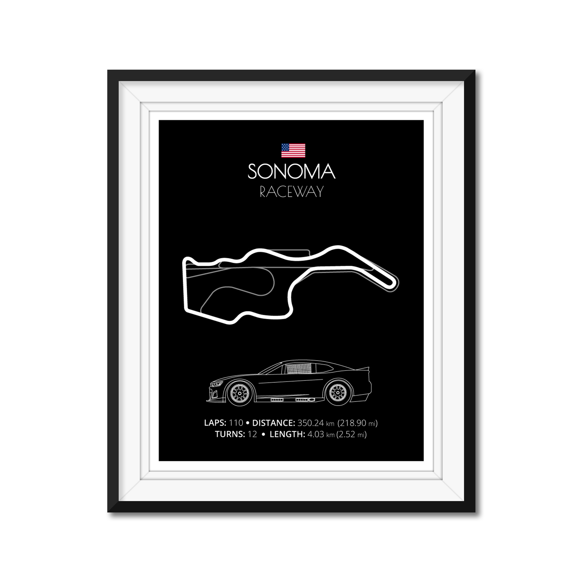 Sonoma Raceway NASCAR Race Track Poster