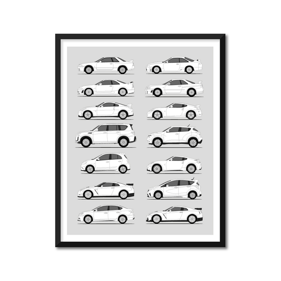 Nissan Nismo History and Evolution Poster (Side Profile)