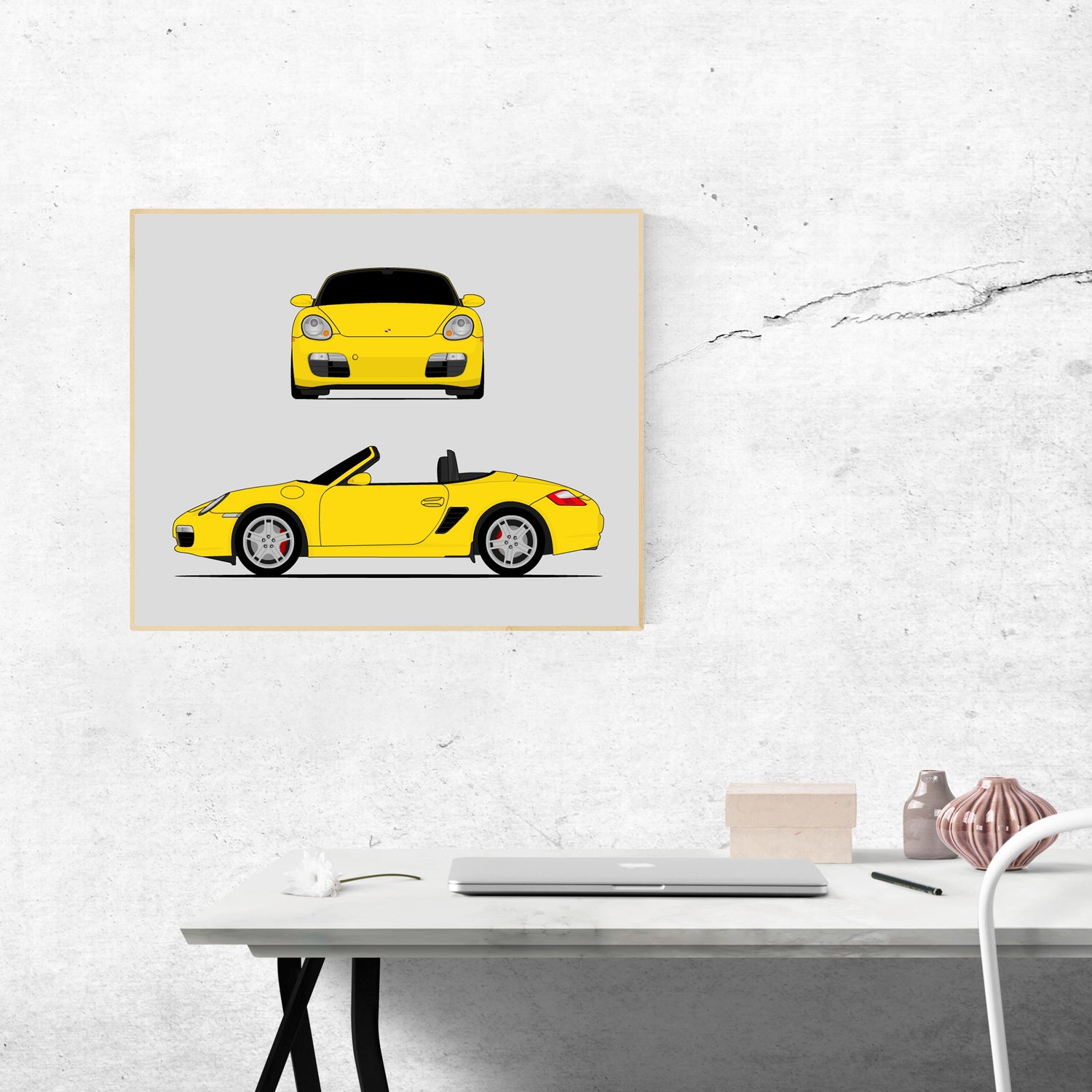 Porsche Boxster 987 (2004-2008) (Front and Side) Car Poster – Custom Car  Posters