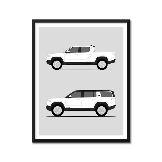 Rivian History and Evolution Poster (Side Profile)