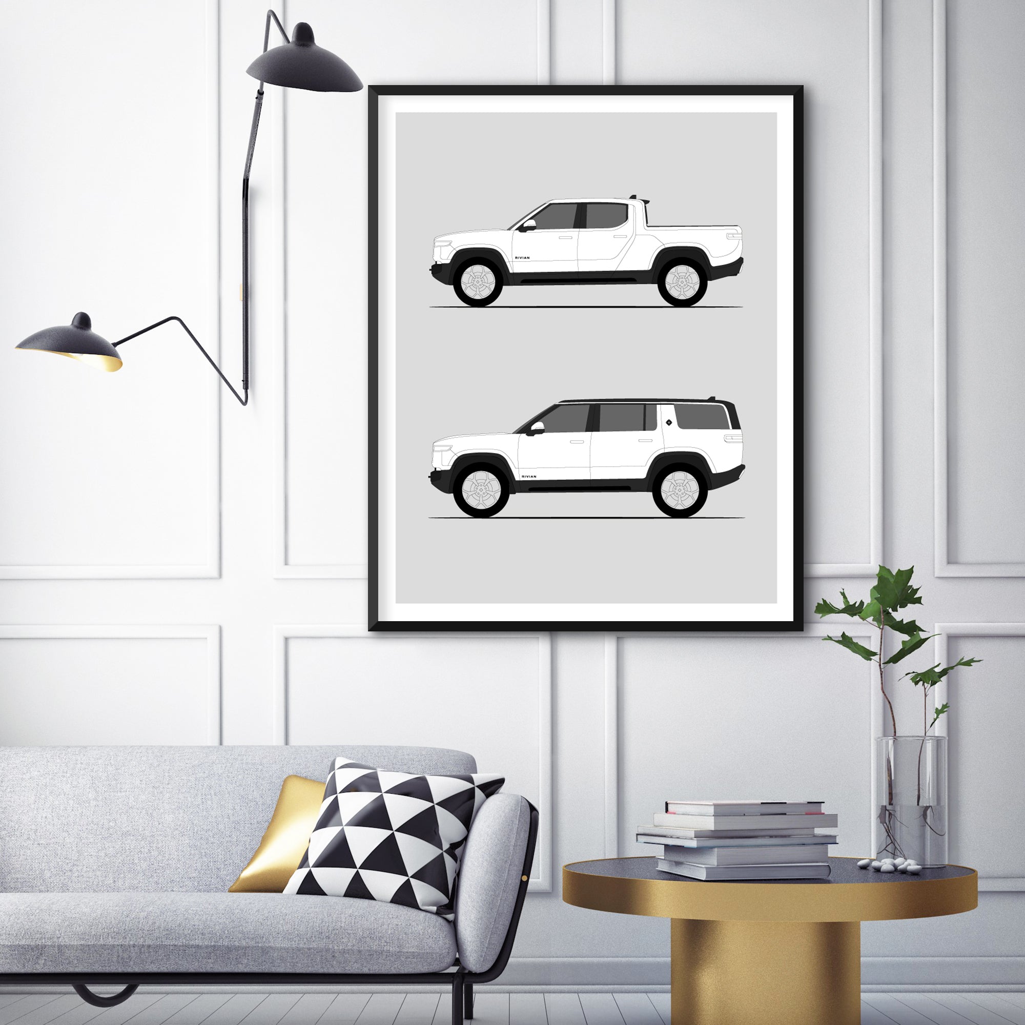 Rivian History and Evolution Poster (Side Profile)