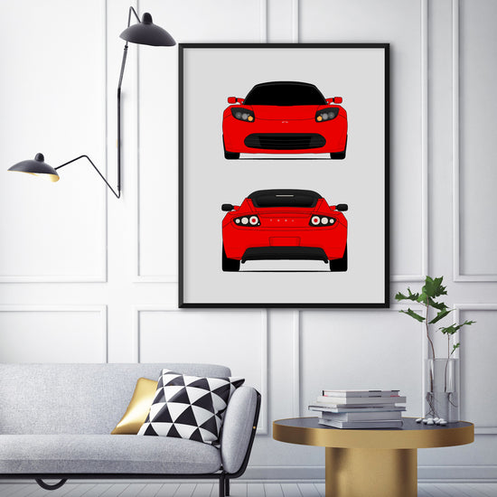 Tesla Roadster (2008-2012) (Front and Rear) 1st Generation Poster