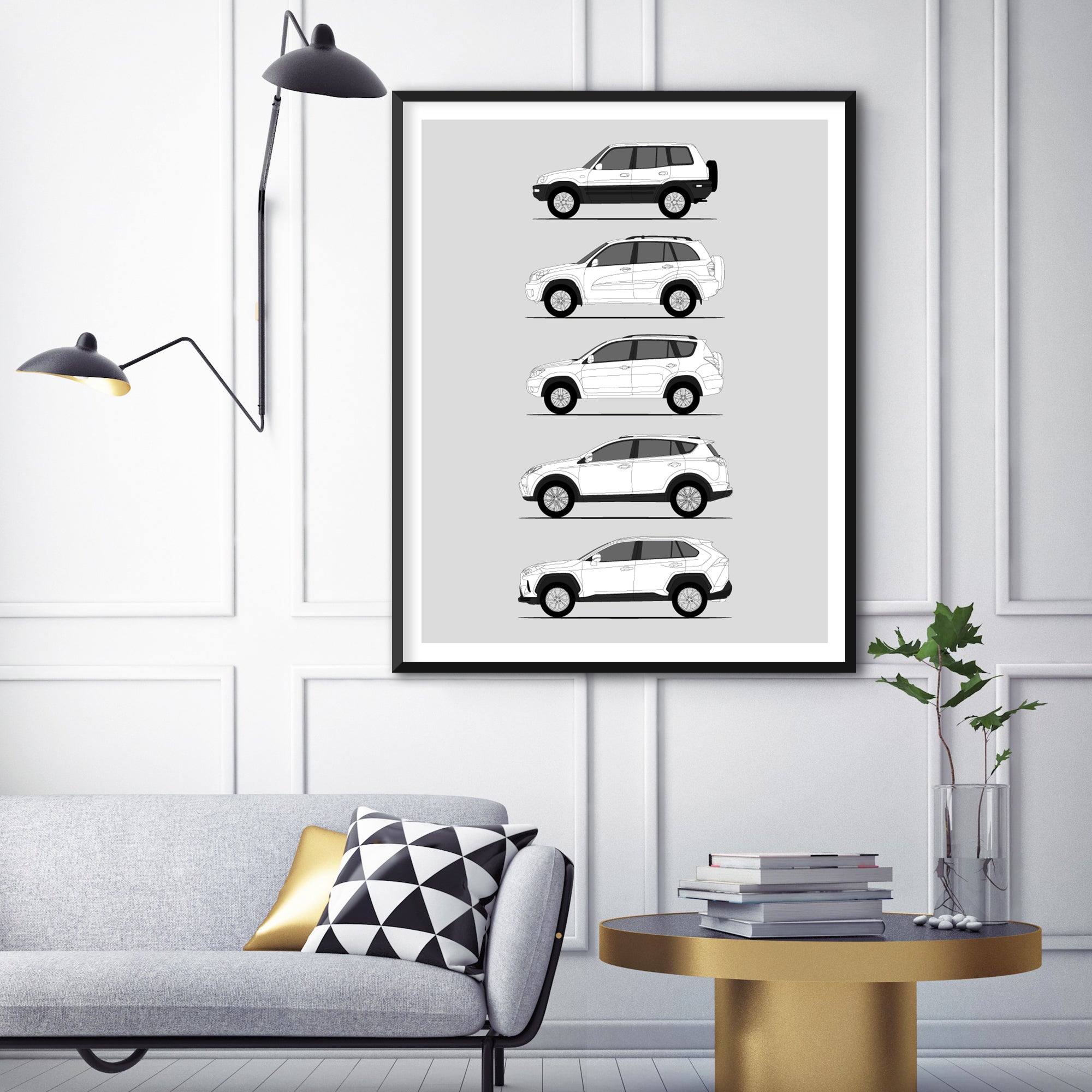 Toyota Rav 4 History and Evolution Poster (Side Profile)